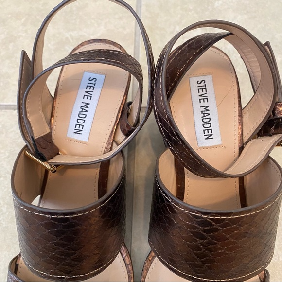 Steve Madden Brown Metallic Wedge Heels 8.5 - Picture 6 of 11